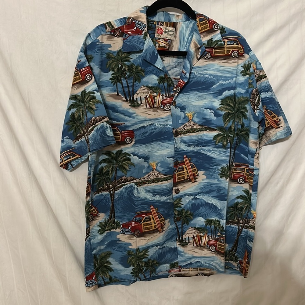 The Hawaiian Original Mens Surf/Tiki/Car Design  Hawaiian Shirt Sz L